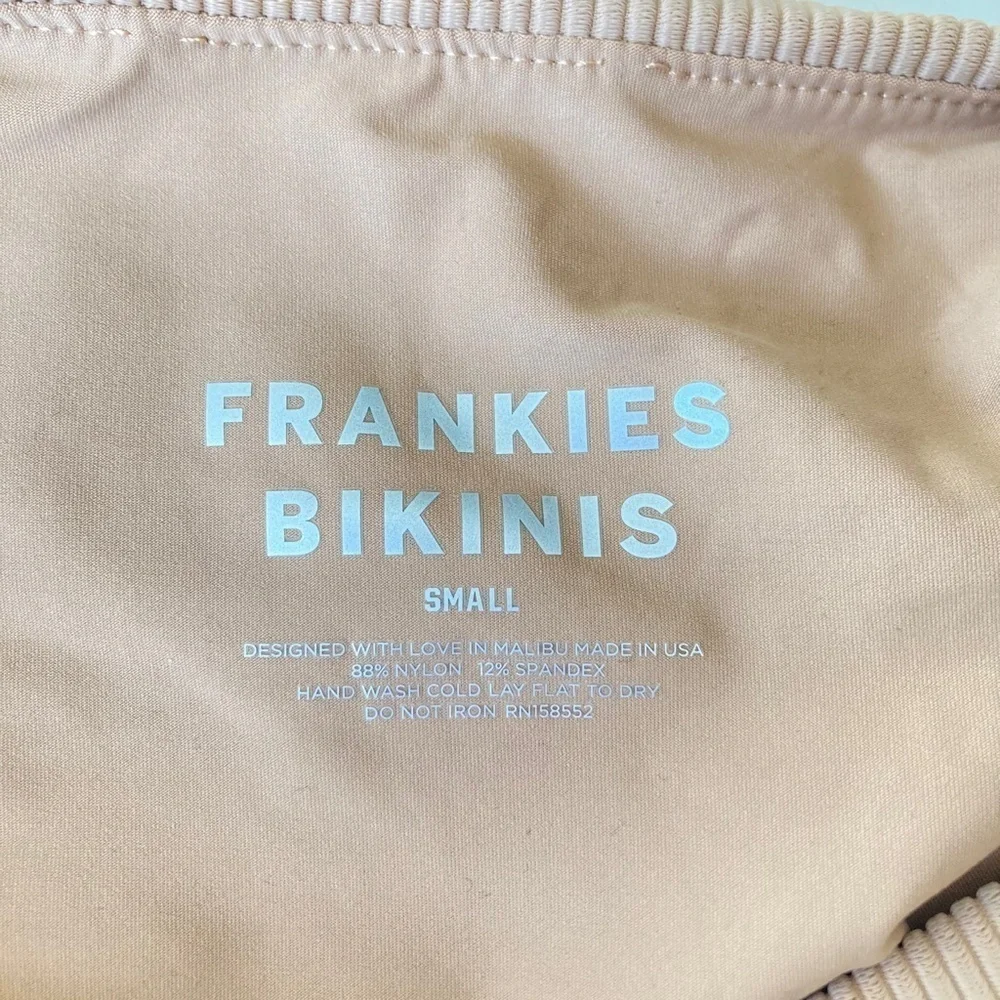 NWT Frankies Bikinis Jenna Ribbed Neutral High Waisted Bikini Bottoms Sz S